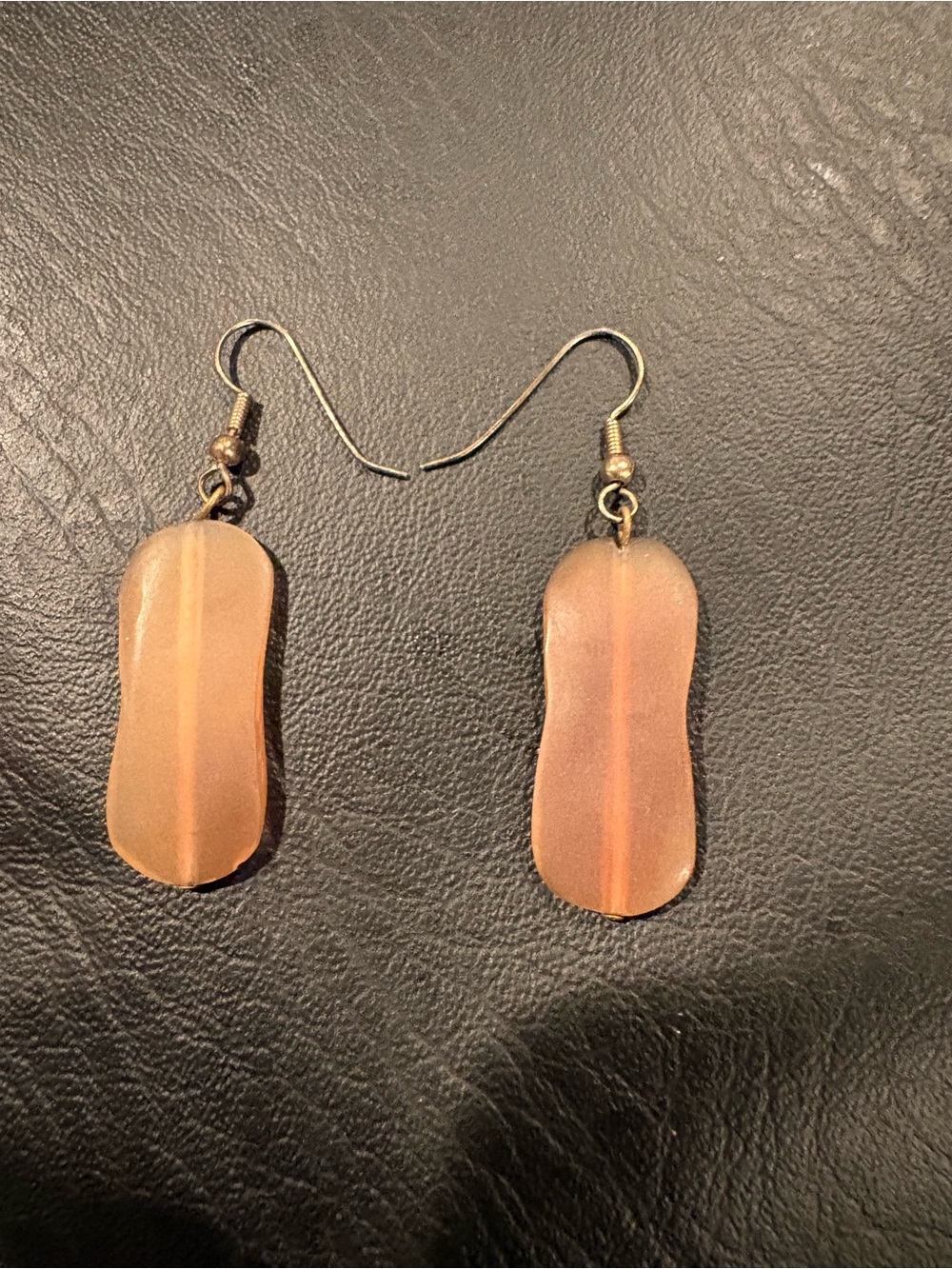 Peach Pink Sea Glass Dangle Earrings - Women's Jewelry